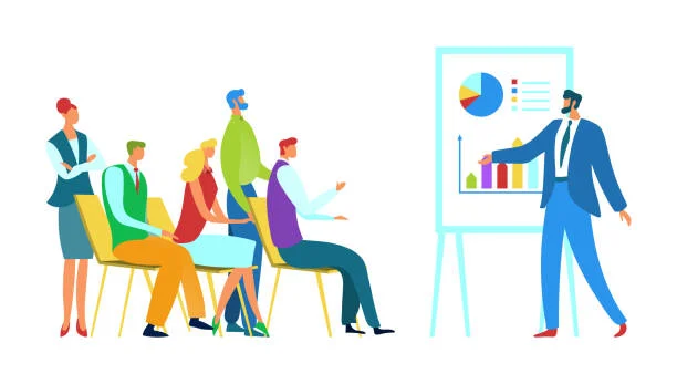 Atelier de formation professionnelle — présentation en groupe